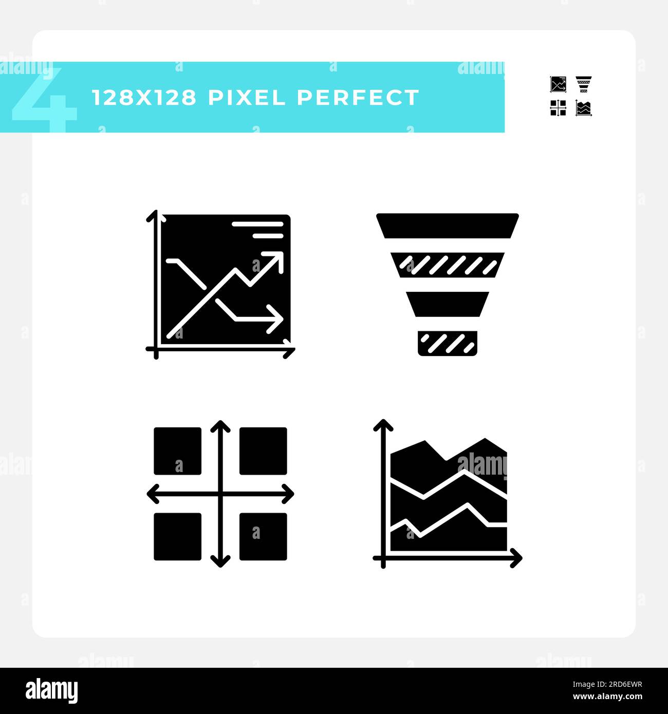 Marketing charts black glyph icons set on white space Stock Vector ...