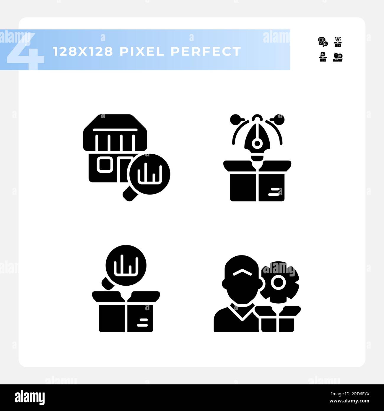 Pixel perfect glyph style product management icons set Stock Vector ...