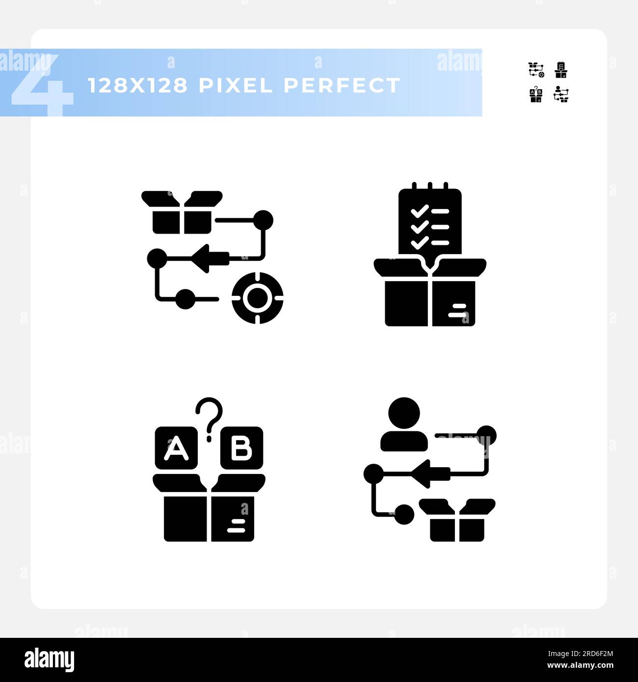 Pixel perfect glyph style product management icons Stock Vector Image ...