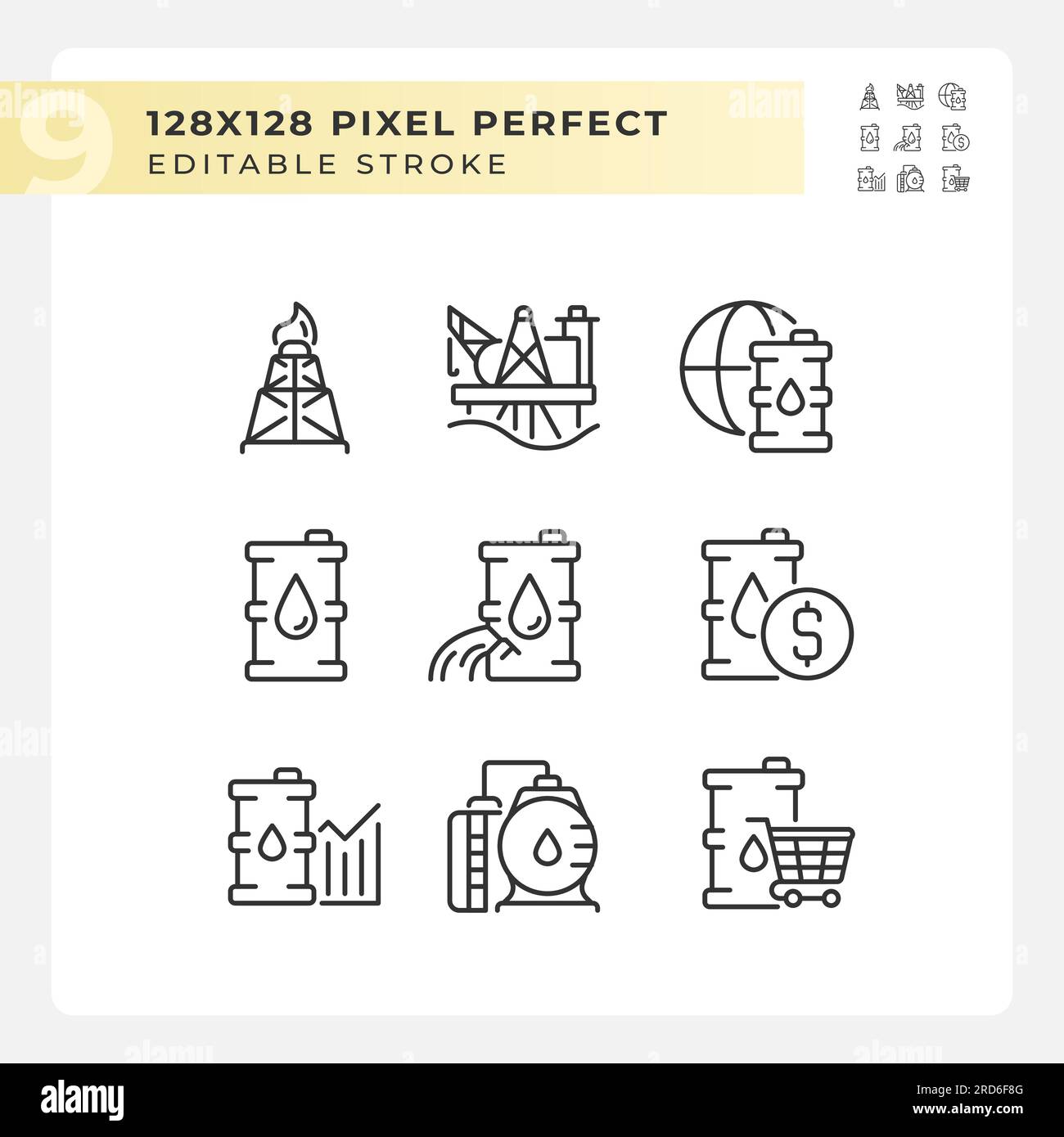 Oil production linear icons set Stock Vector Image & Art - Alamy