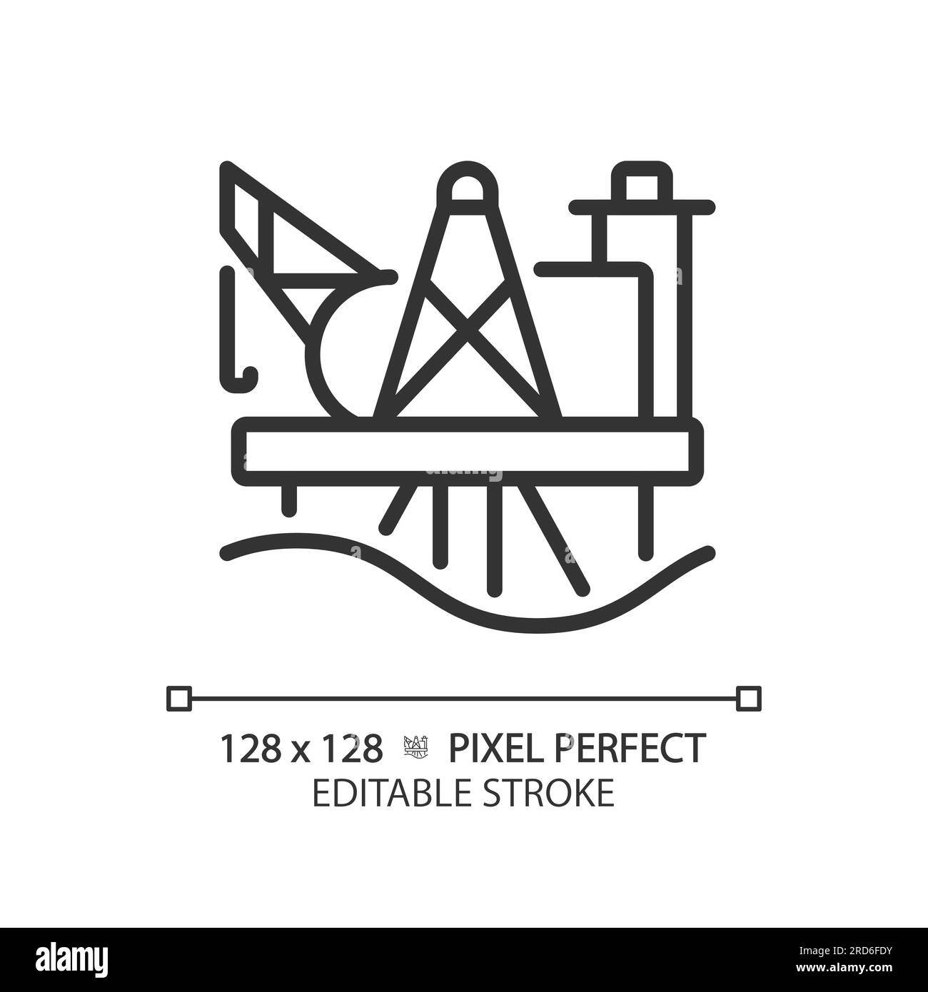 Oil platform linear icon Stock Vector