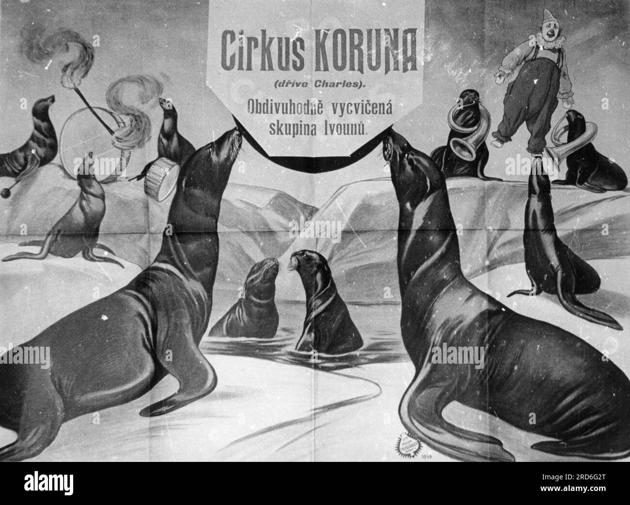 circus, Circus Krone, Slovakian advertising poster, circa 1910, ADDITIONAL-RIGHTS-CLEARANCE-INFO-NOT-AVAILABLE Stock Photo