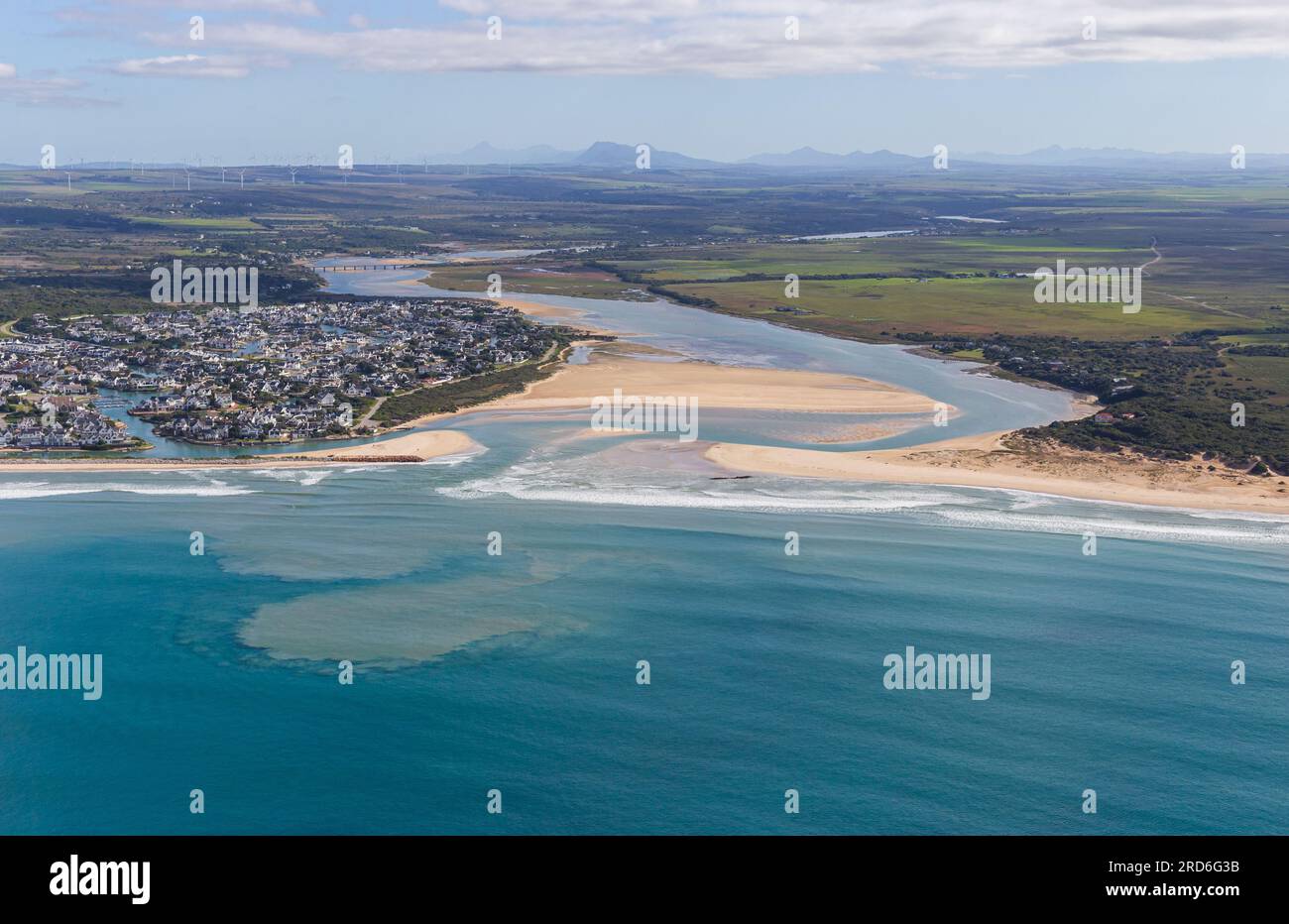 St Francis Bay, Eastern Cape, South Africa - July the 11th 2023: The Krom river flows into the Indian Ocean through an estuary on the north side of St Stock Photo