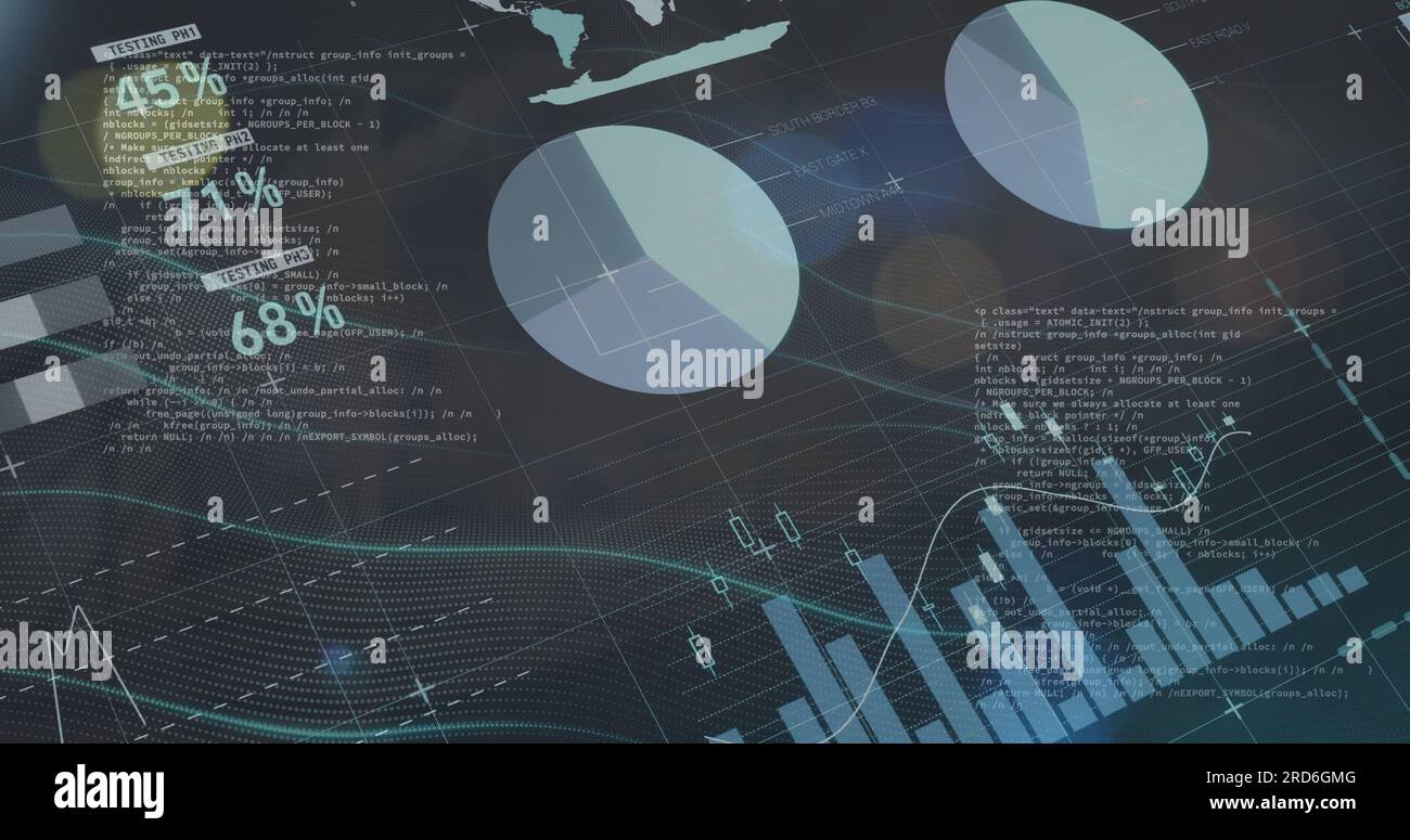 Composite of financial data processing with statistics Stock Photo
