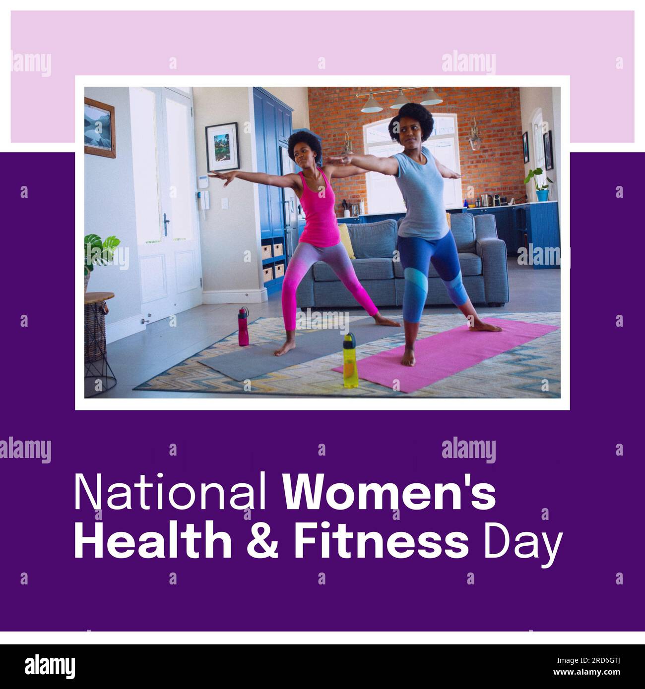 National women's health and fitness day text with african american