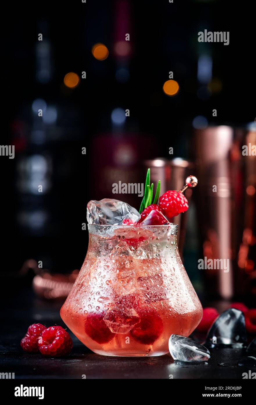 Pink rum alcoholic cocktail drink with white rum, pineapple juice