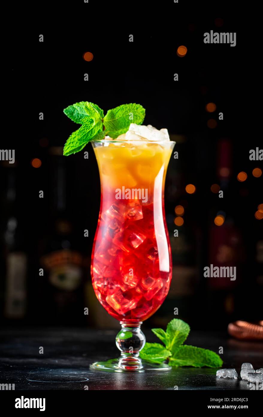 Aruba Ariba alcoholic cocktail drink with vodka, white rum, orange