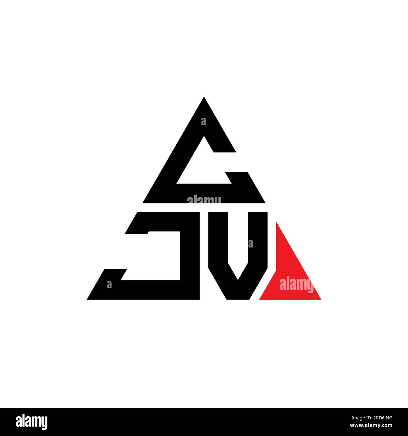 CJV triangle letter logo design with triangle shape. CJV triangle logo design monogram. CJV triangle vector logo template with red color. CJV triangul Stock Vector