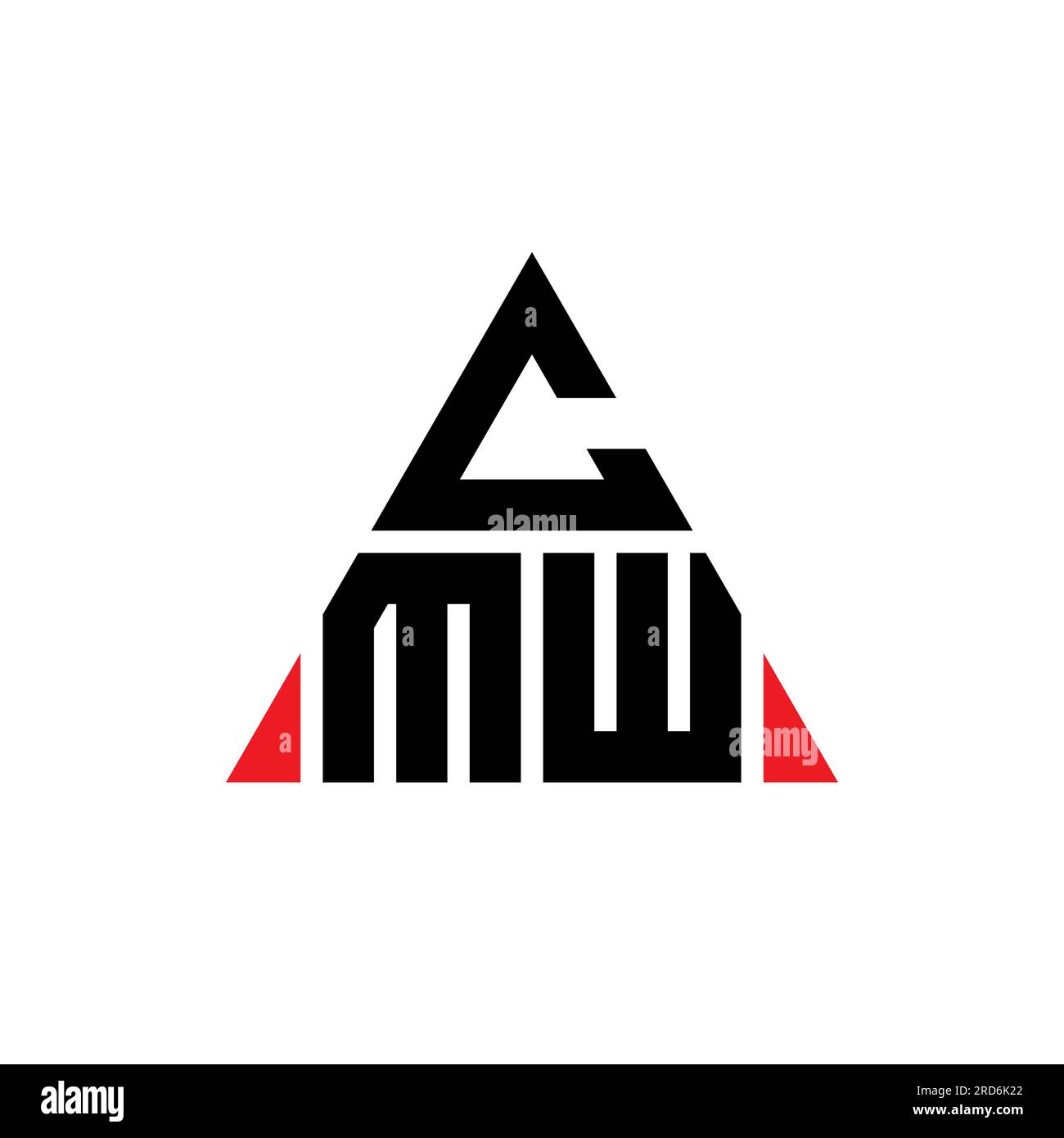 CMW triangle letter logo design with triangle shape. CMW triangle logo design monogram. CMW triangle vector logo template with red color. CMW triangul Stock Vector
