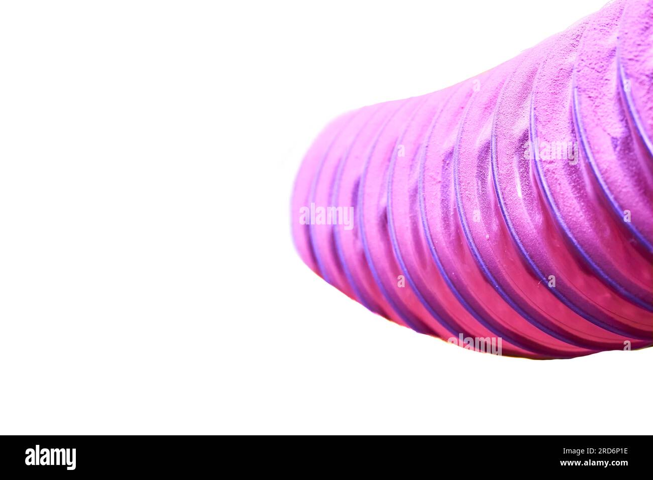 Pink corrugated pipe. Used for cable laying, siphon, insulation, for connecting Stock Photo