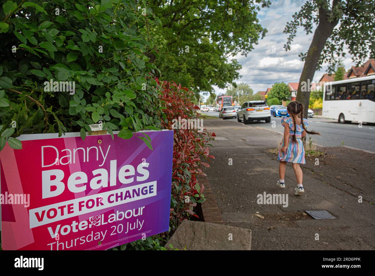 Uxbridge, UK. 18th July, 2023. A sign supporting Labour Party candidate Danny Beales at the upcoming Uxbridge and South Ruislip by-election in Uxbridge, London, UK, on Tuesday, July 18, 2023. The looming by-election for Uxbridge and South Ruislip in northwest London on July 20 will loom large in UK Prime Minister Rishi Sunak's thinking. Credit: horst friedrichs/Alamy Live News Stock Photo