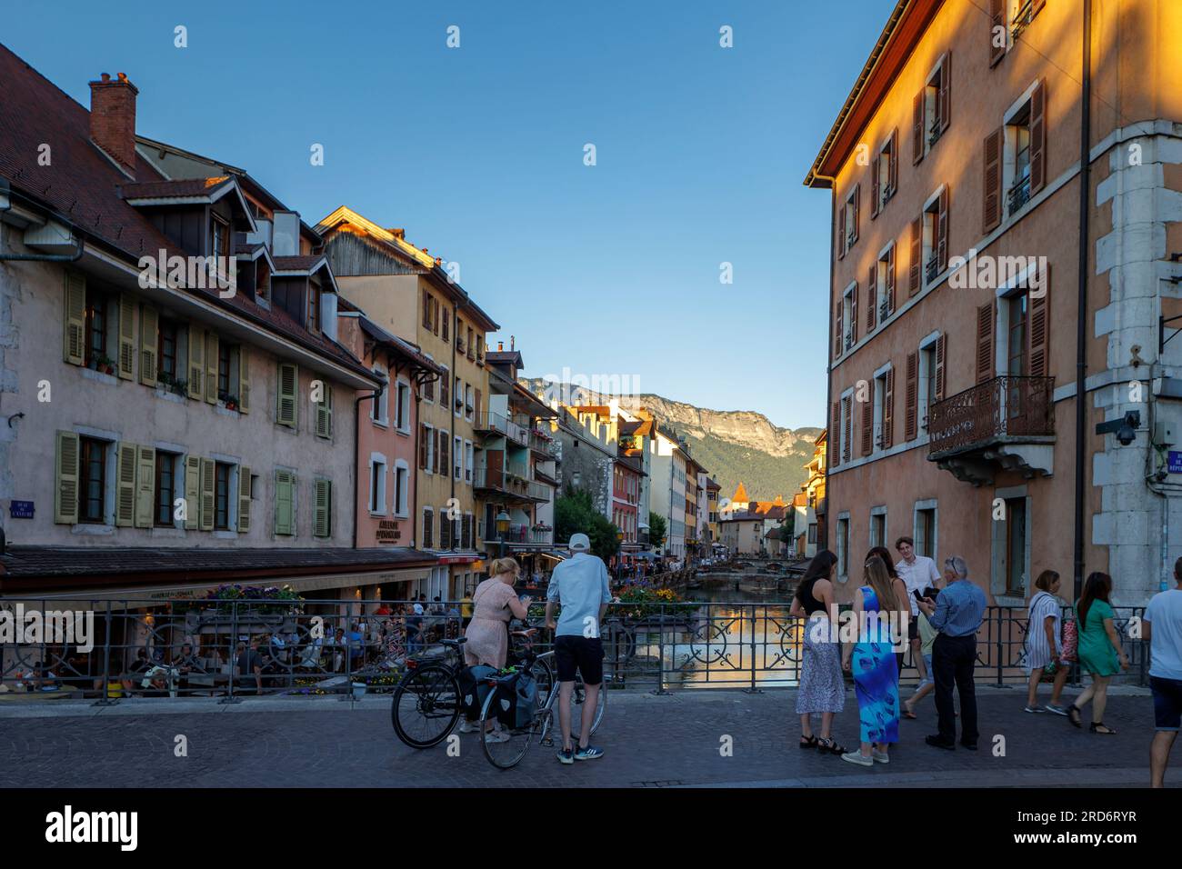 View from Pont Rue de la République, old town Annecy Haute-Savoie Auvergne-Rhone-Alpes France Stock Photo