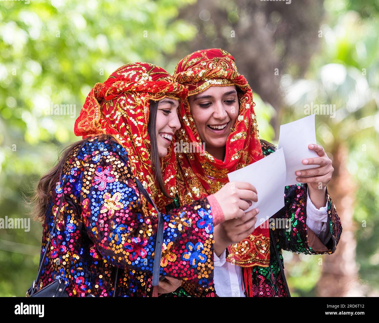 Two young women having fun Stock Photo