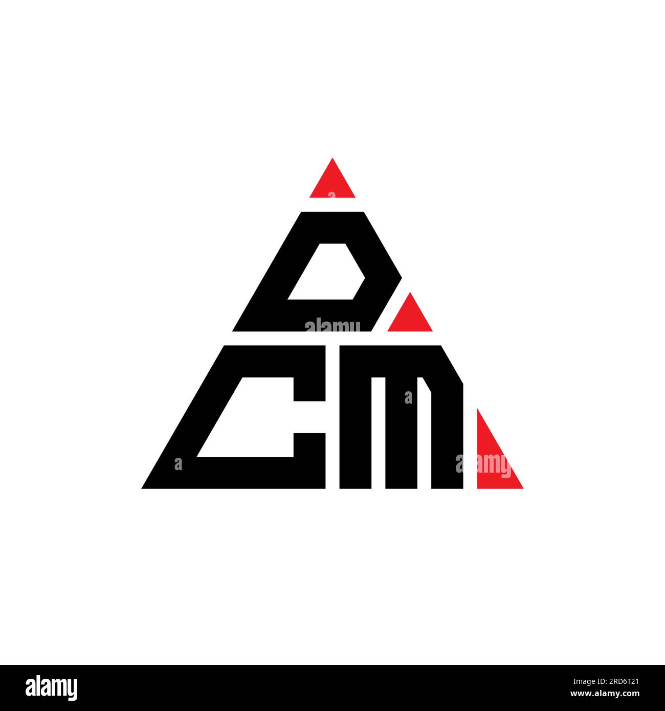 DCM triangle letter logo design with triangle shape. DCM triangle logo design monogram. DCM triangle vector logo template with red color. DCM triangul Stock Vector