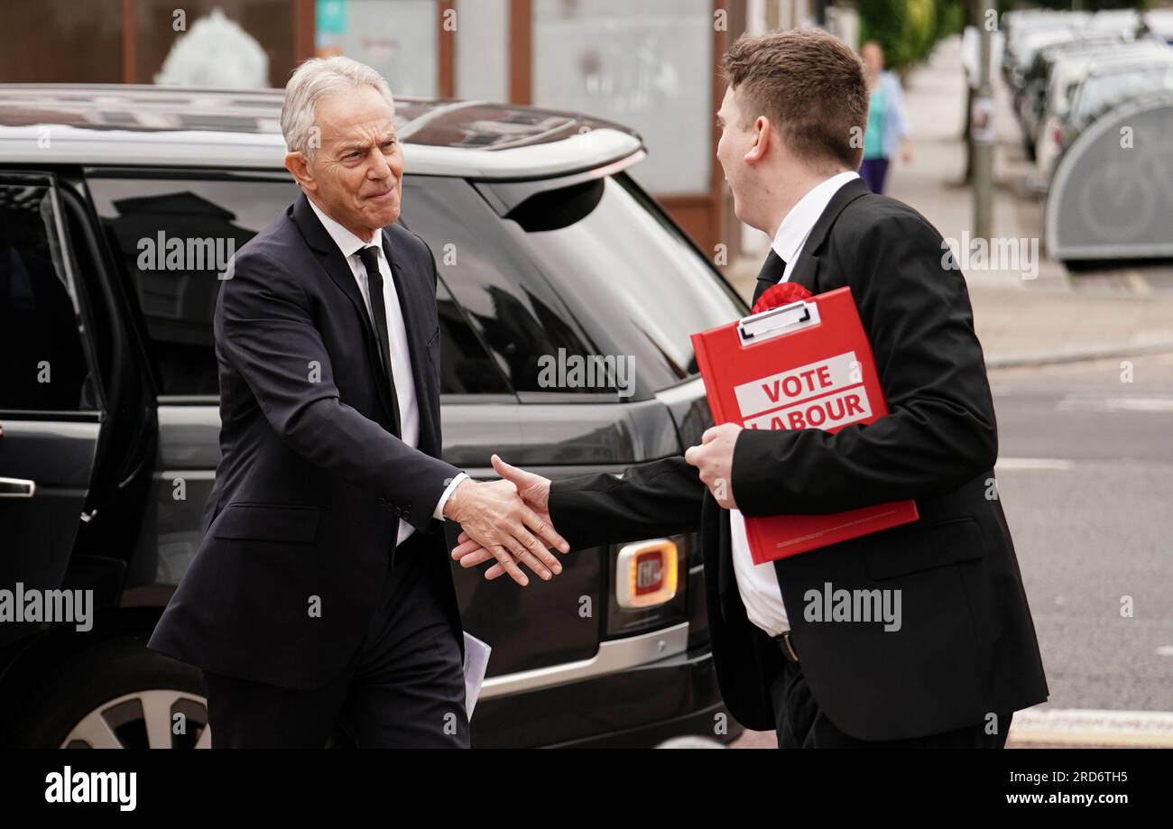 Former prime minister Sir Tony Blair arriving for the Requiem Mass to