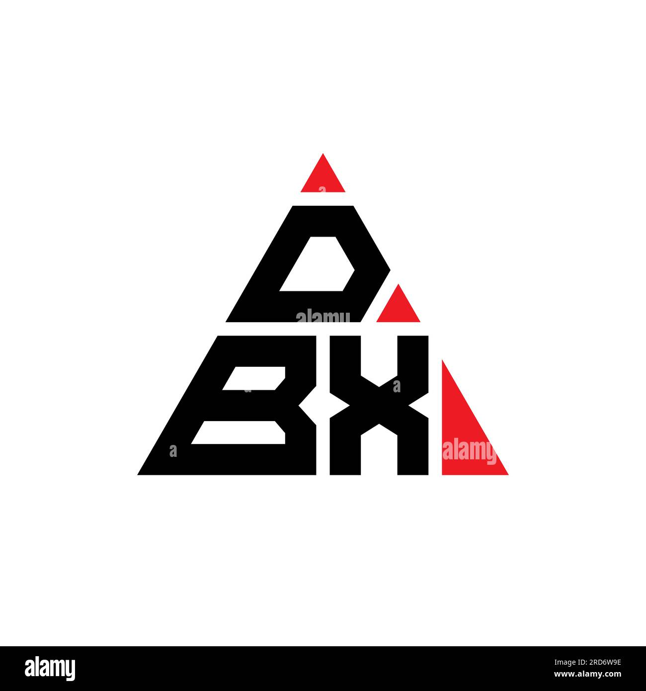 DBX triangle letter logo design with triangle shape. DBX triangle logo design monogram. DBX triangle vector logo template with red color. DBX triangul Stock Vector