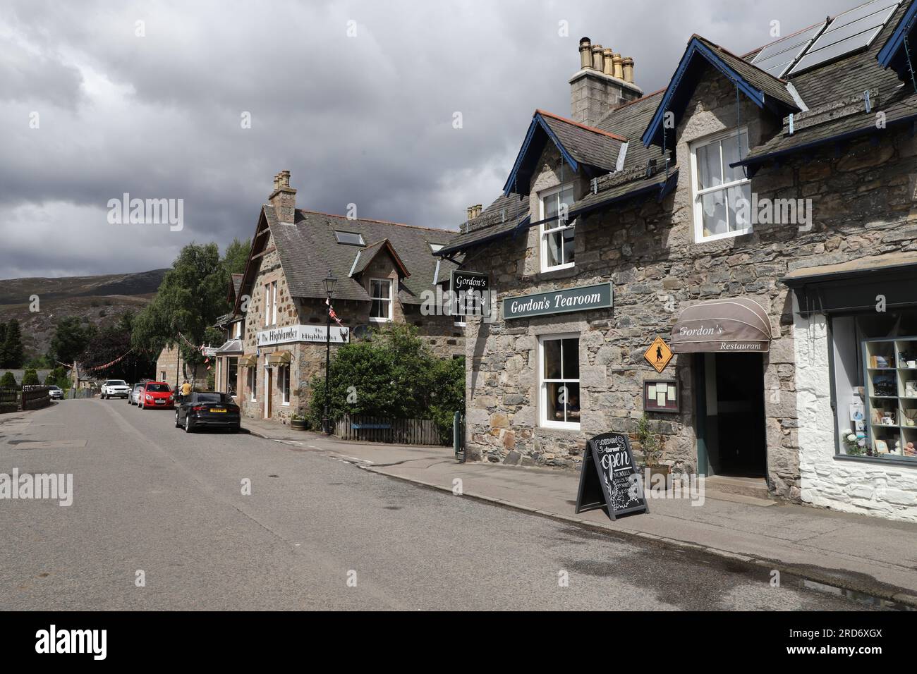 Braemar street scene including Gordon's tearoom Scotland July 2023