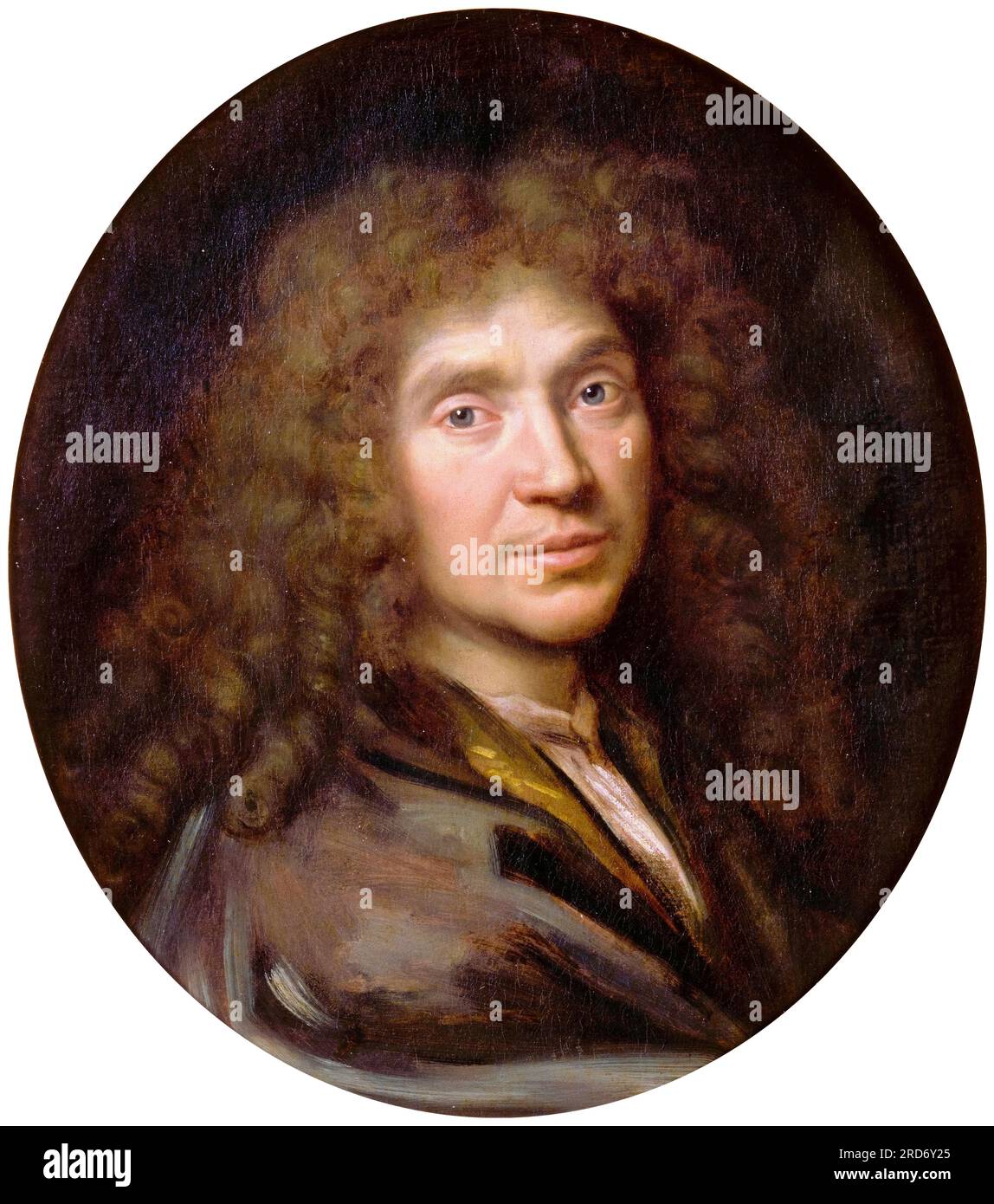 Molière (Jean-Baptiste Poquelin, 1622-1673), portrait painting of the French playwright, actor and poet in oil on canvas by Pierre Mignard, circa 1658 Stock Photo