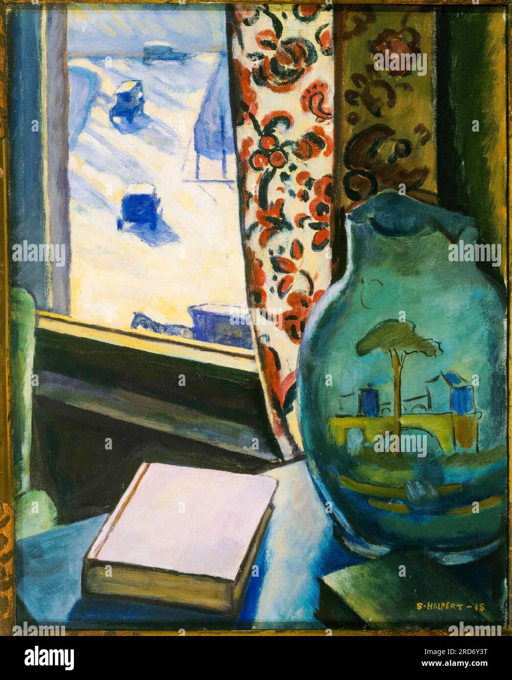 Samuel Halpert painting, Through the Window, oil on canvas, 1918 Stock Photo