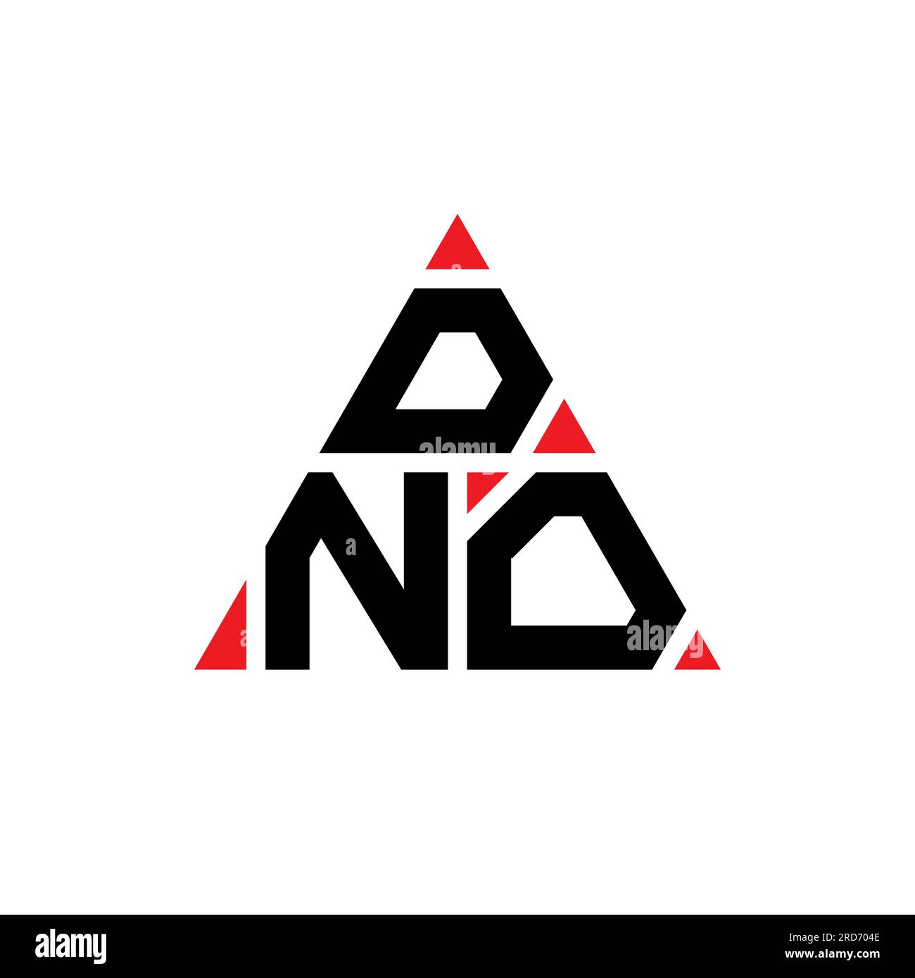 DNO triangle letter logo design with triangle shape. DNO triangle logo design monogram. DNO triangle vector logo template with red color. DNO triangul Stock Vector