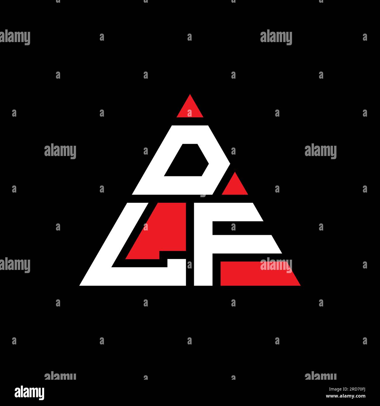 DLF triangle letter logo design with triangle shape. DLF triangle logo design monogram. DLF triangle vector logo template with red color. DLF triangul Stock Vector