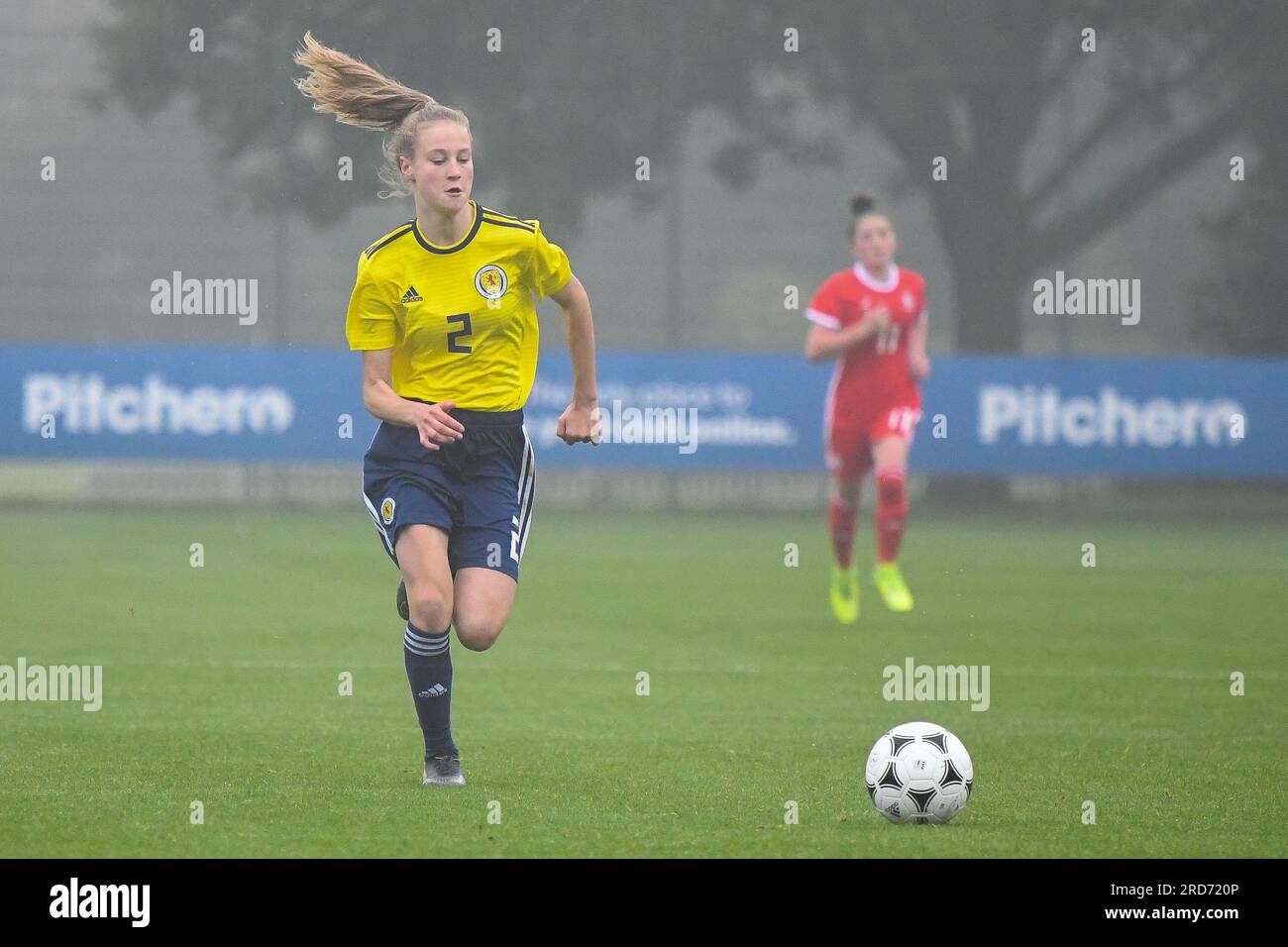 Newport, Wales. 23 October 2019. Georgia Gray of Scotland in action during the Under 15 Girls Friendly International match between Wales and Scotland at Dragon Park in Newport, Wales, UK on 23 October 2019. Credit: Duncan Thomas/Majestic Media. Stock Photo