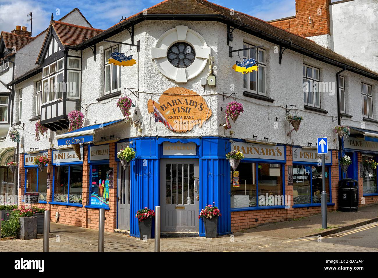 Barnabys Fish restaurant corner Waterside and Sheep Street, Stratford upon Avon, England, UK Stock Photo
