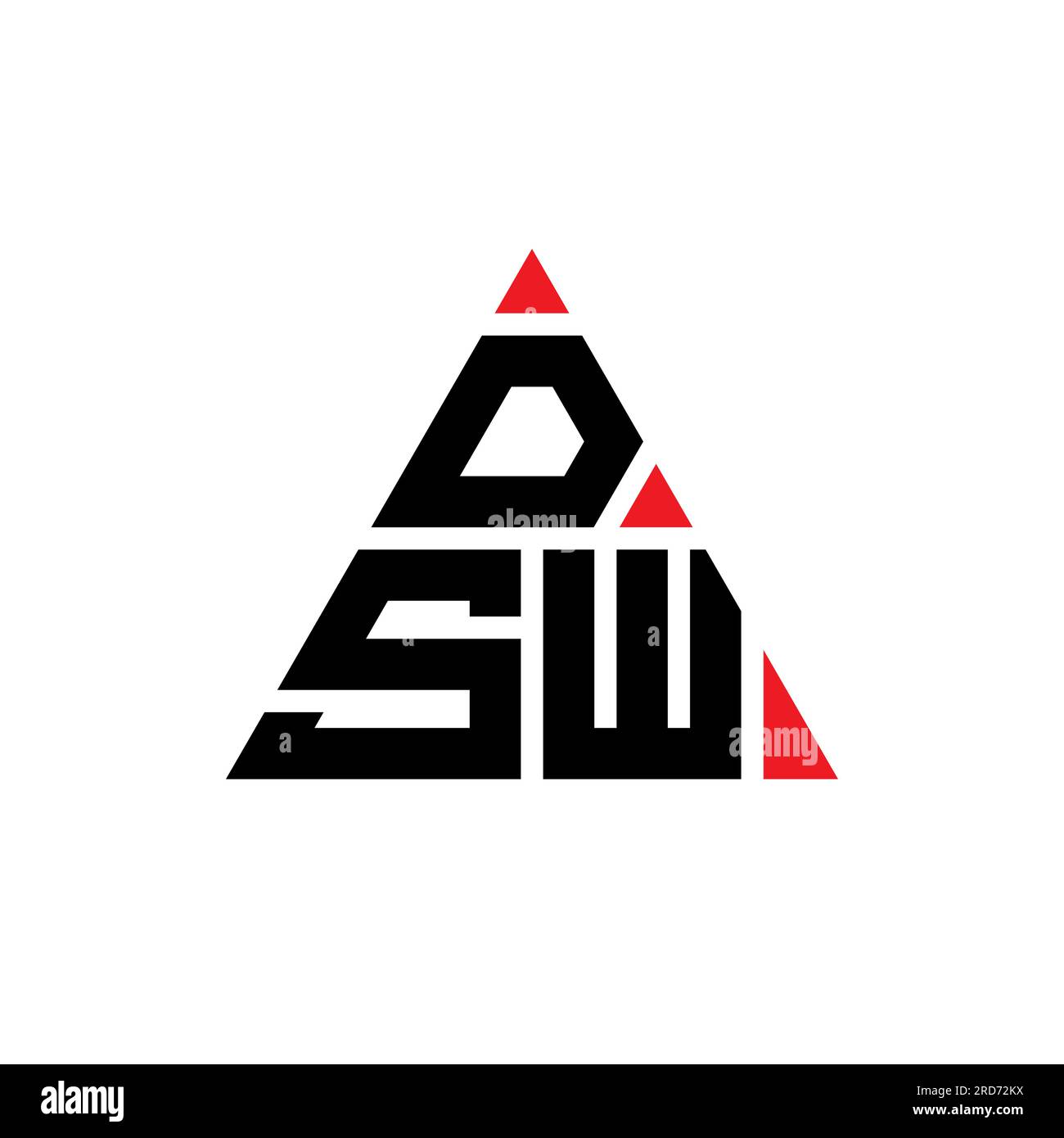 DSW triangle letter logo design with triangle shape. DSW triangle logo design monogram. DSW triangle vector logo template with red color. DSW triangul Stock Vector