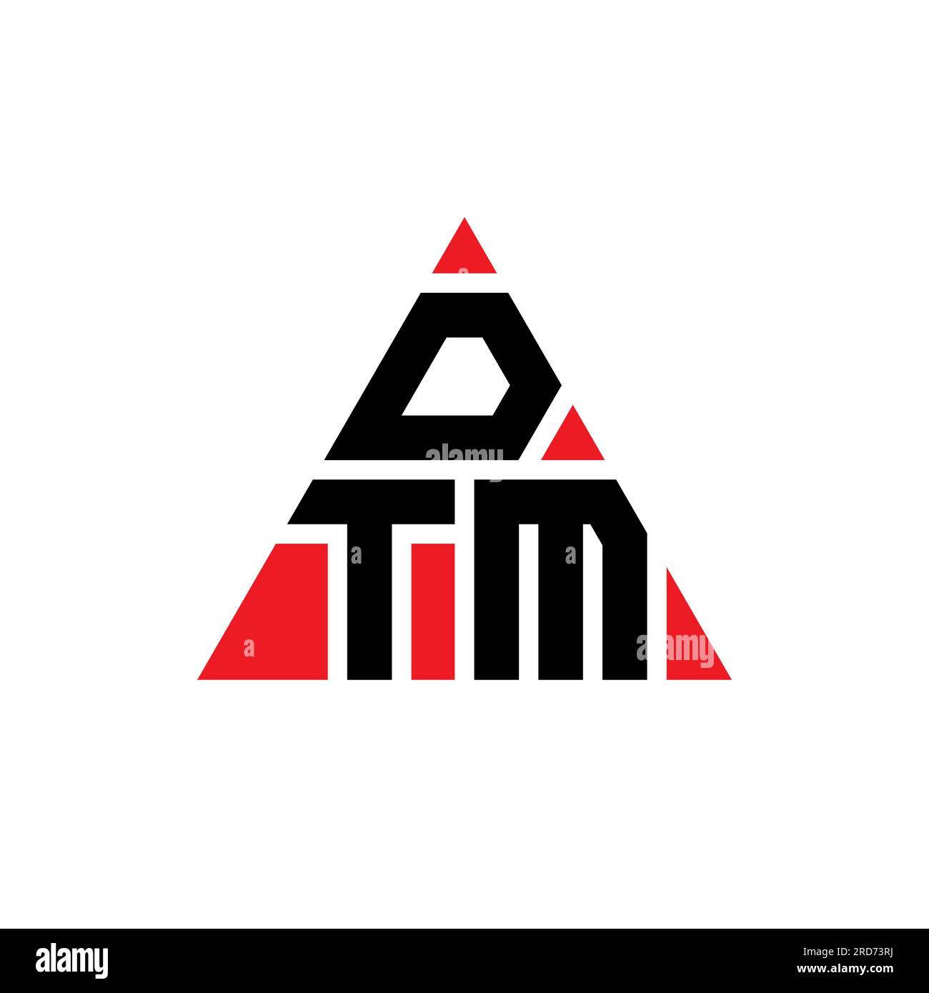 DTM triangle letter logo design with triangle shape. DTM triangle logo design monogram. DTM triangle vector logo template with red color. DTM triangul Stock Vector