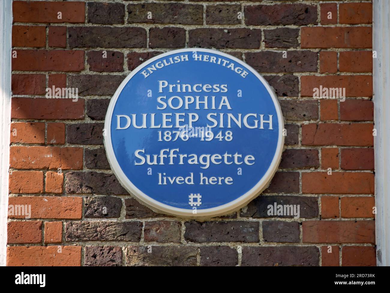 english heritage blue plaque marking a home of suffragette princess