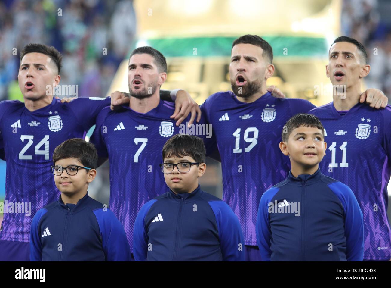 Doha, Qatar, 30, November, 2022. Argentina National Song during the match  between Poland vs. Argentina, Match 39. Fifa World Cup Qatar 2022. Credit:  F Stock Photo - Alamy