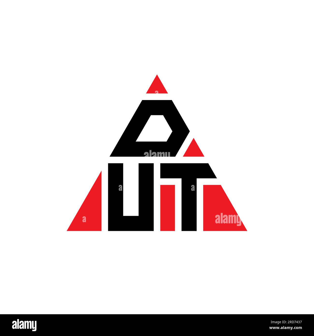 DUT triangle letter logo design with triangle shape. DUT triangle logo