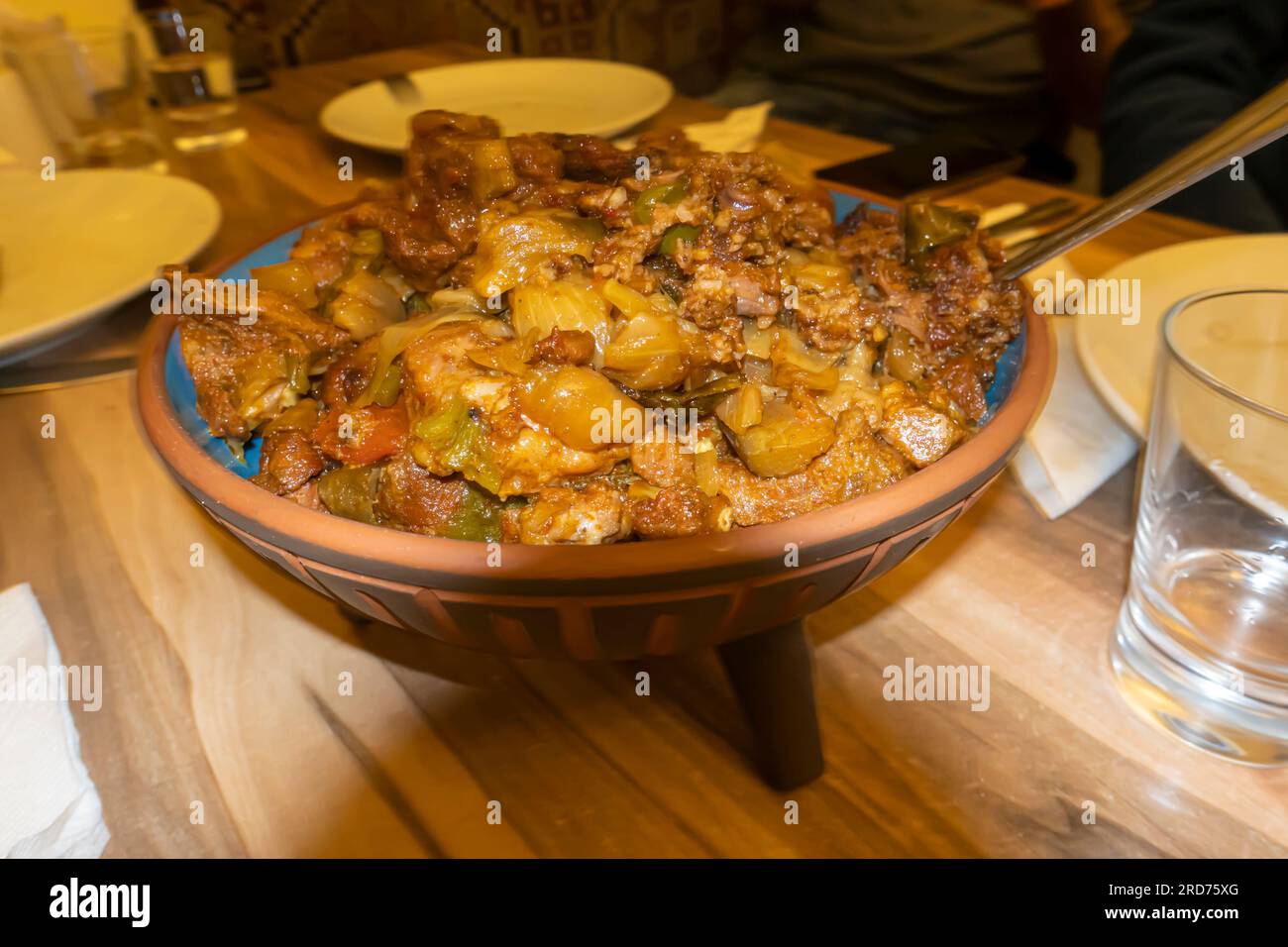 Testi Kebab, Pottery Kebab Anatolian meal, prepared in a clay pot to preserve the freshness, aroma and flavour Stock Photo