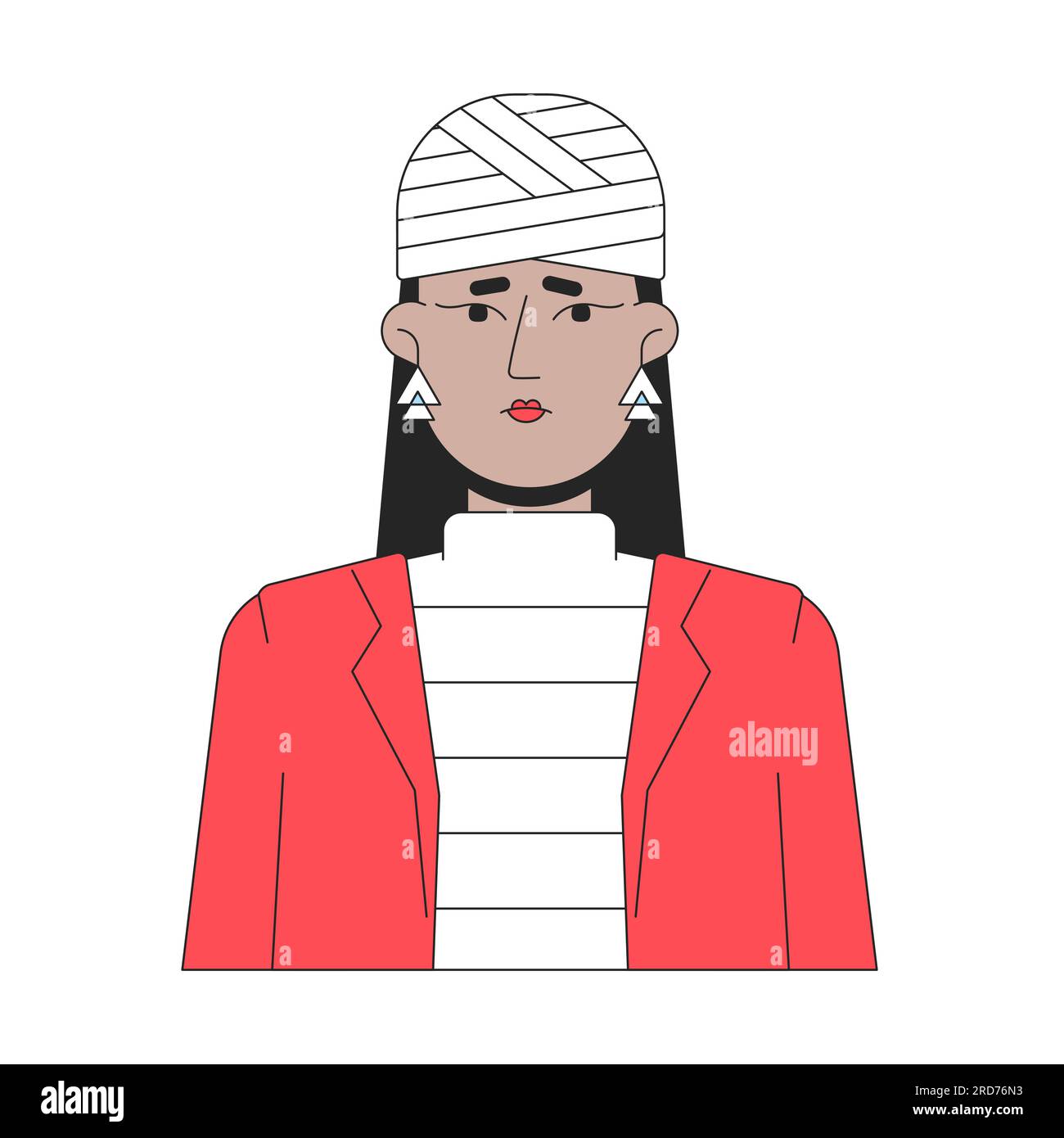 Head trauma in young woman flat line color vector character Stock Vector