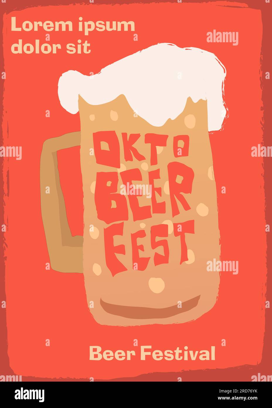 big text inside beer glass for oktoberfest poster. vintage style vector illustration Stock Vector