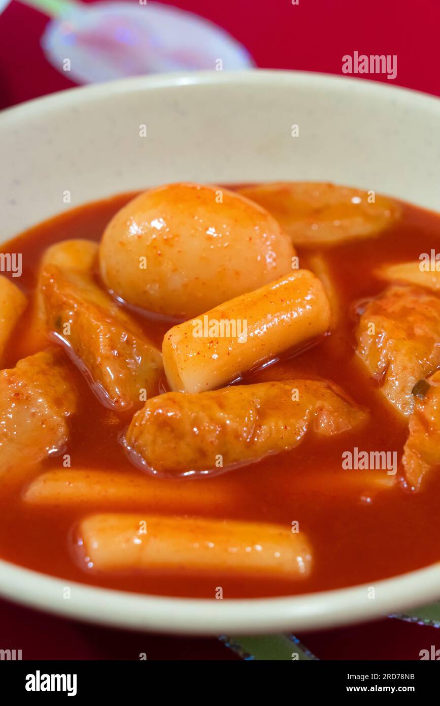 Delicious Korean cuisine Tteokbokki, tasty spicy rice cake with