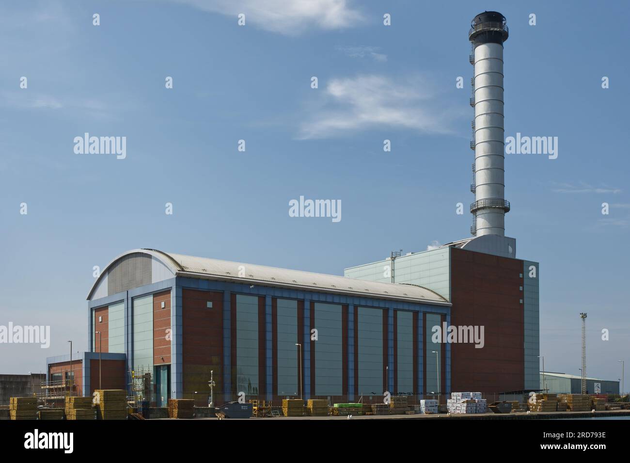 Gas fired power generating station in harbour at Shoreham, West Sussex, England. Stock Photo