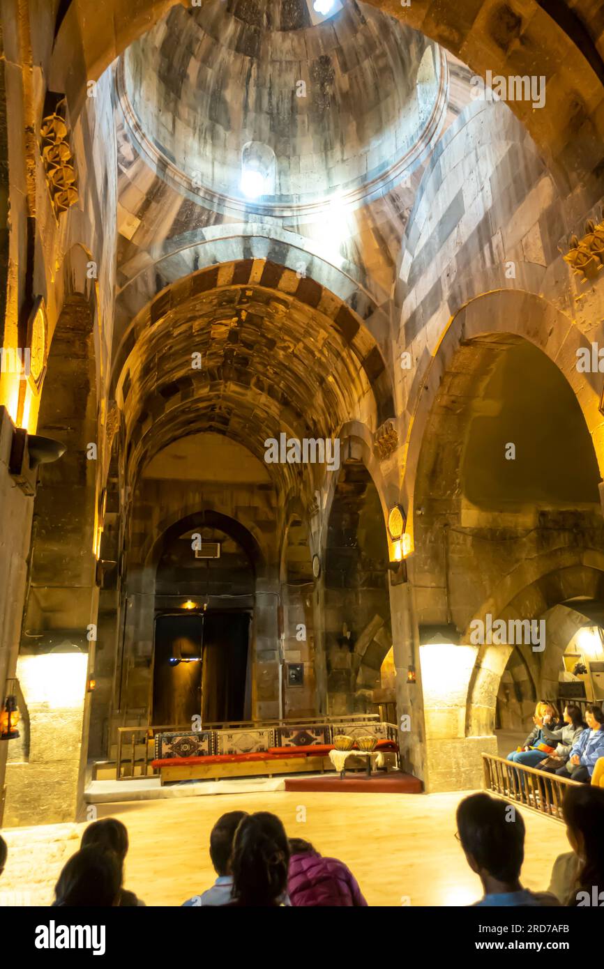 Saruhan Caravanserai interior. Cappadocia Turkey 13th century Stock Photo