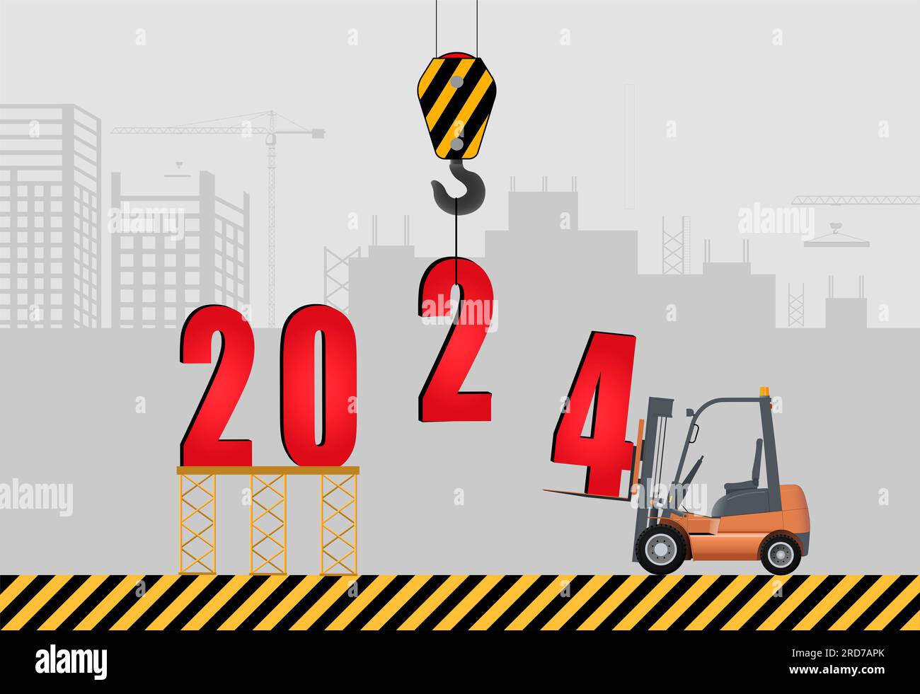 Happy New Year and Merry Christmas concept. Installation of 2025
