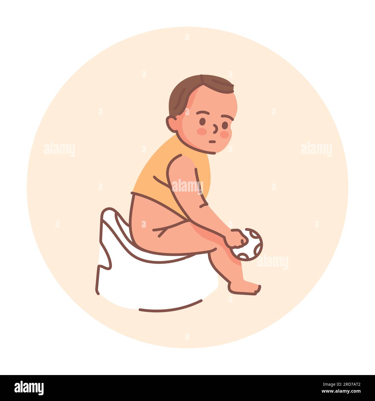 Child on the potty black line icon. Toddler development. Early
