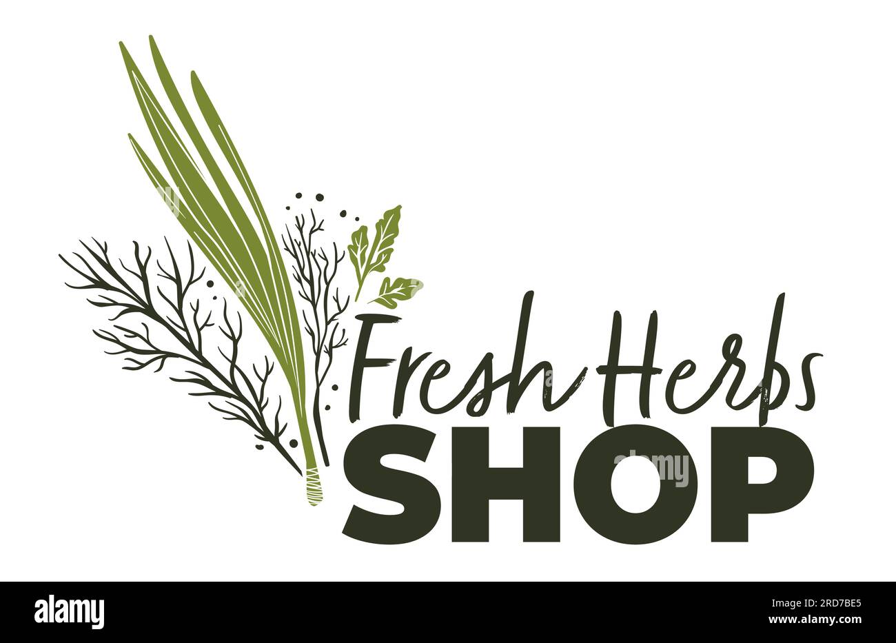 Fresh herbs shop, rosemary and parsley vector Stock Vector Image & Art