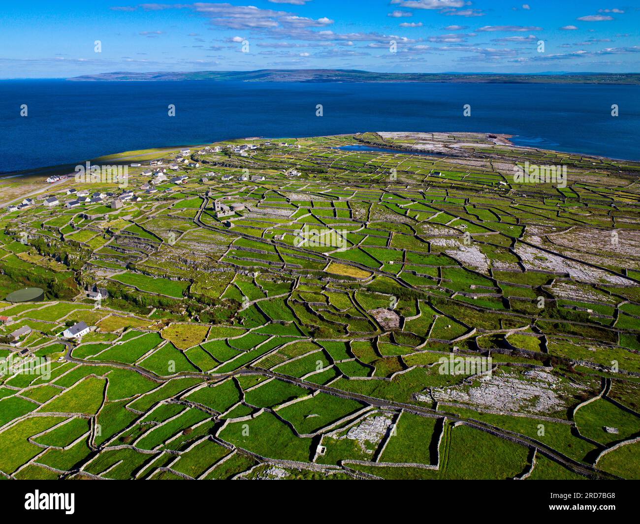 Aerial of Inisheer or Inis Oirr on the Aran Islands, County Galway