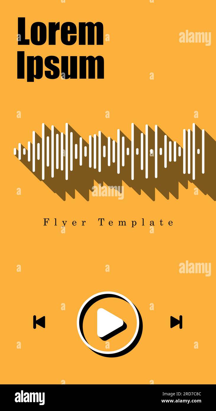 Summer electronic music fest flyer or poster design. Minimalistic simple flat design style. Sound spectrum waves background. Vector illustration Stock Vector