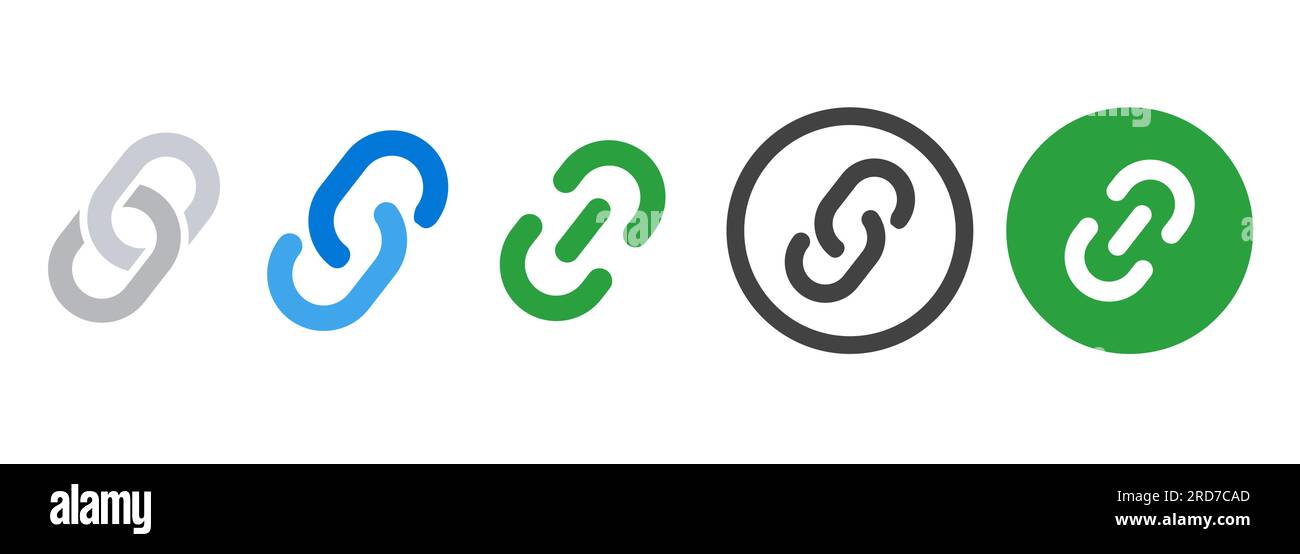 Hyperlink link chain symbol icon set collection attachment Stock Vector ...