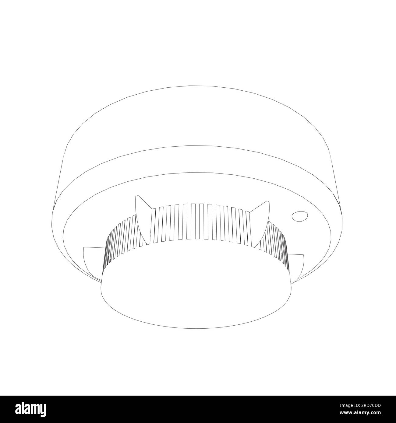 Smoke detector contour. Vector fire smoke carbon monoxide detector alarm, office with sound signal on white isolated background. The style of the draw Stock Vector