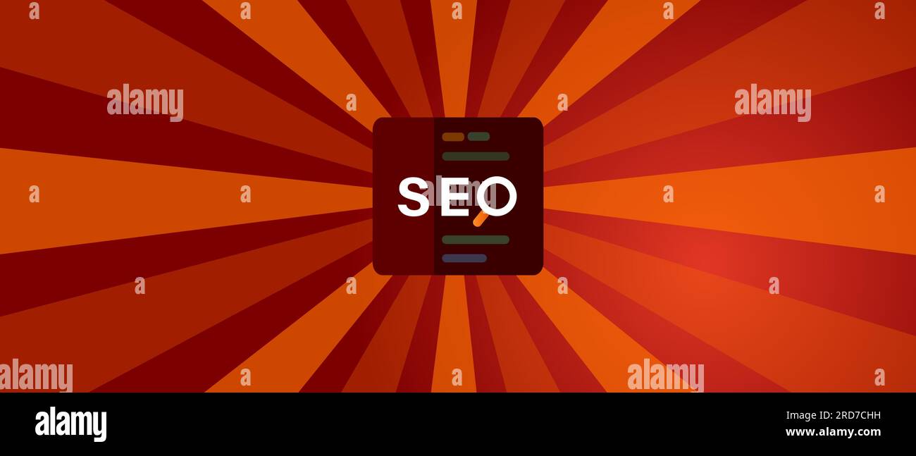 SEO search engine optimization icon code programming red background Stock Vector
