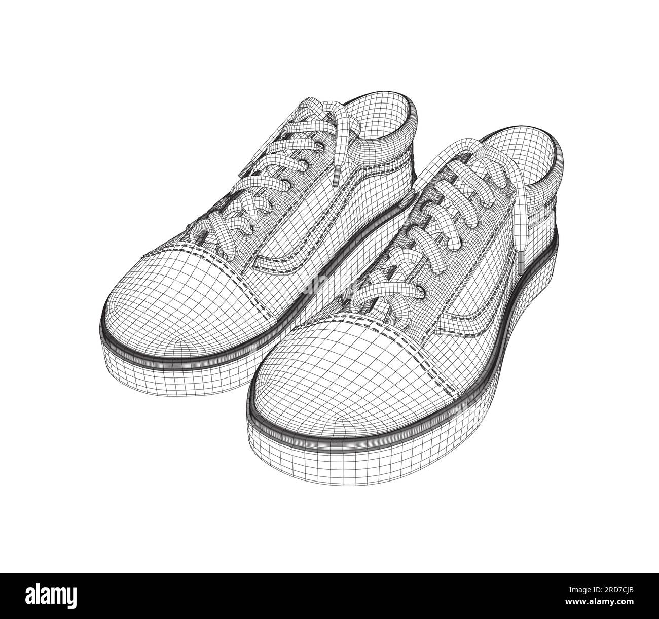 Wireframe sneakers on white background. Run Concept. Vector illustration. Sneakers for summer. Vector stock illustration. Sport wear for men and women Stock Vector