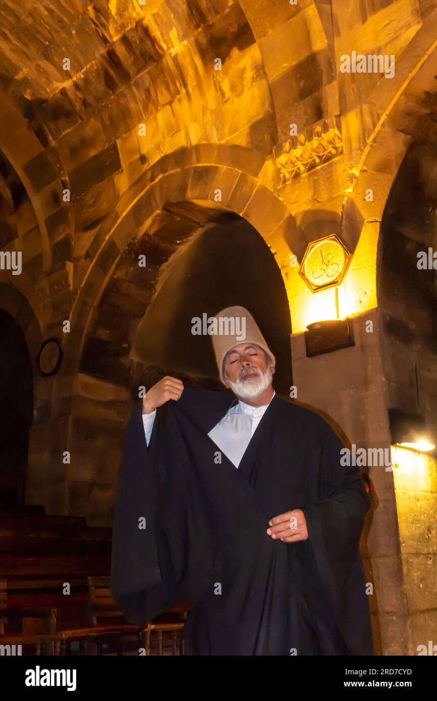 Head of the sufi whirling dervishes from  Mevlevi order in Turkey before the ceremony of Sama dance. Cappadocia Turkey Stock Photo