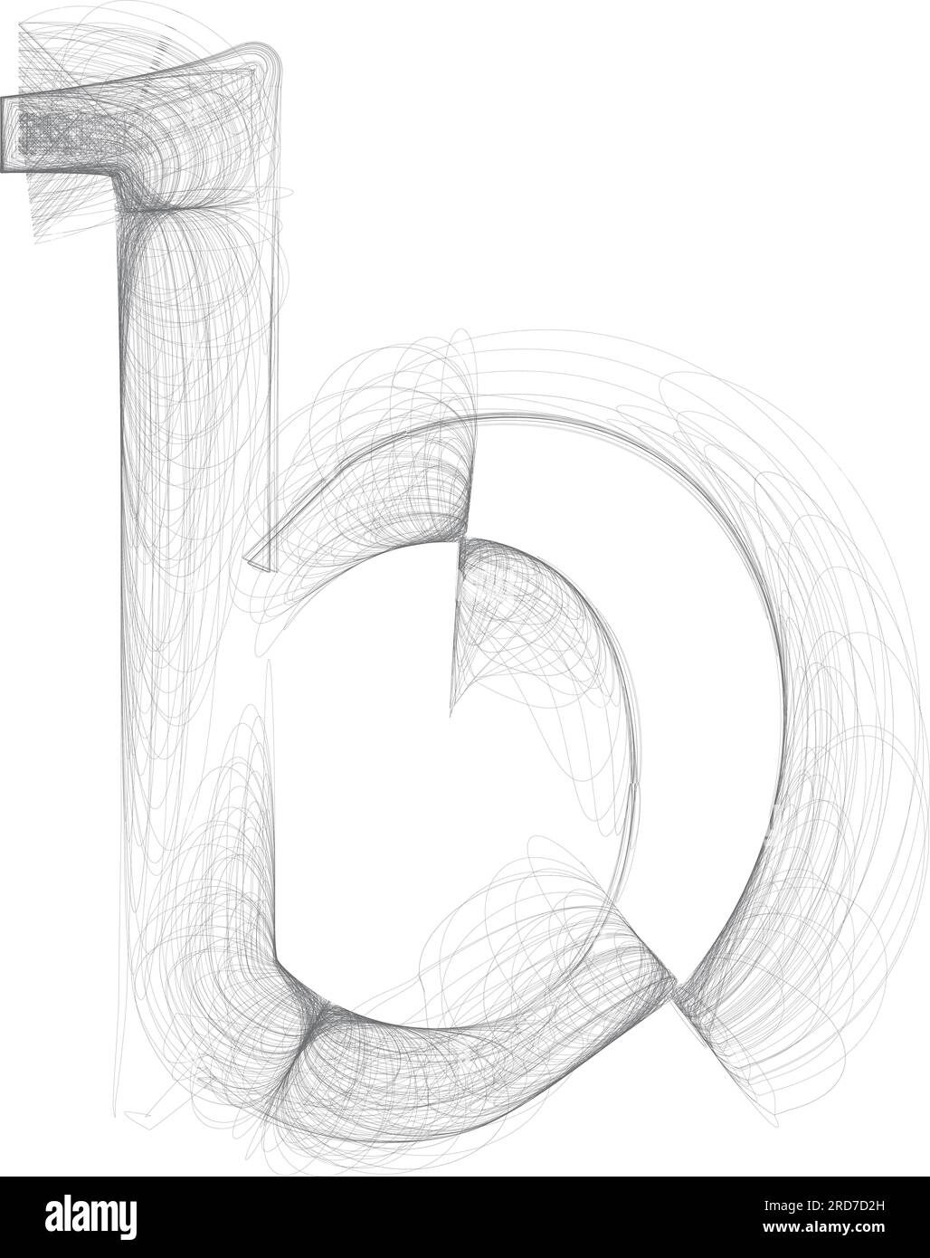 doodle digital drawn sketch. Vector hand drawn Letter b Stock Vector