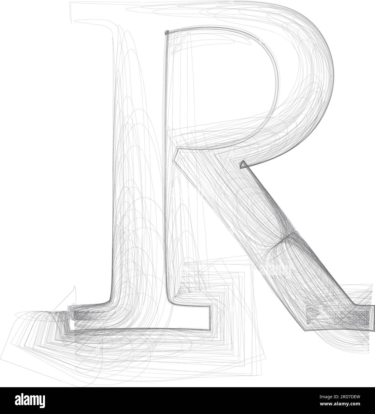 doodle digital drawn sketch. Vector hand drawn LETTER R Stock Vector ...